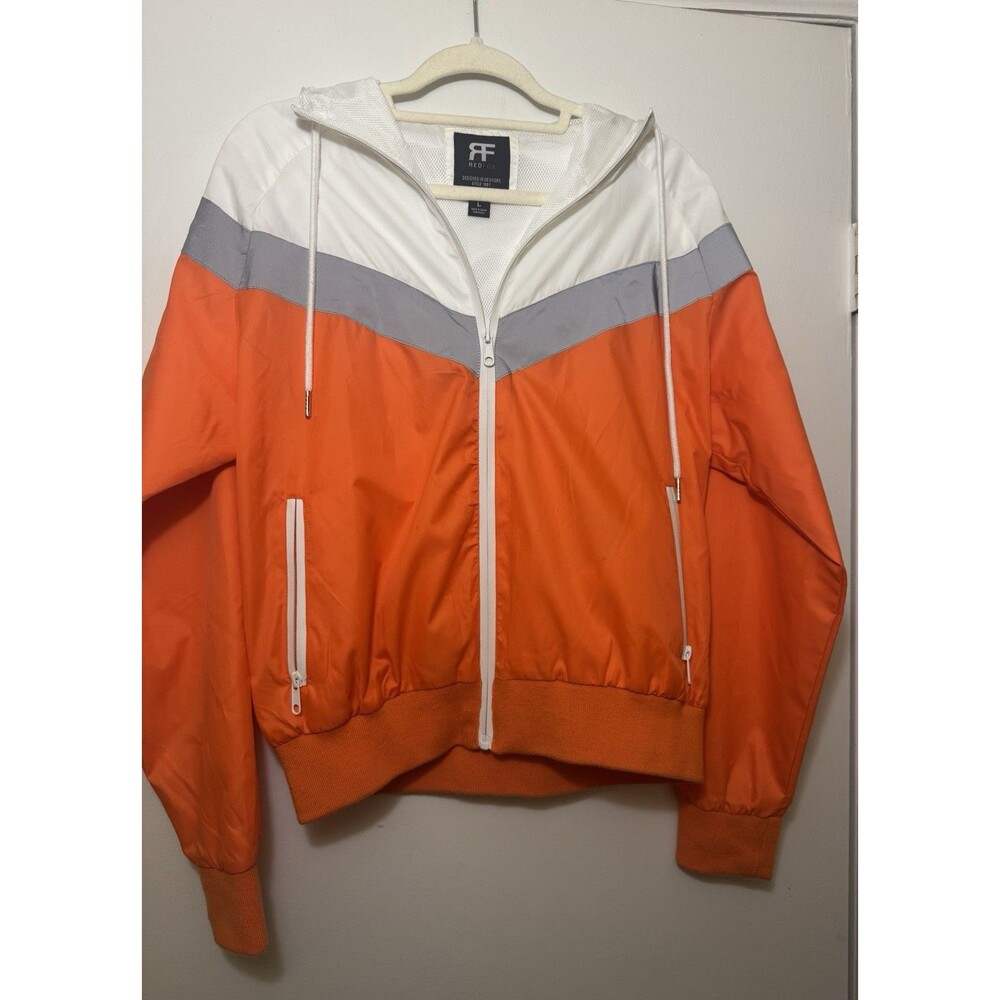 Red Fox Men’s Orange & White Windbreaker Jacket Size